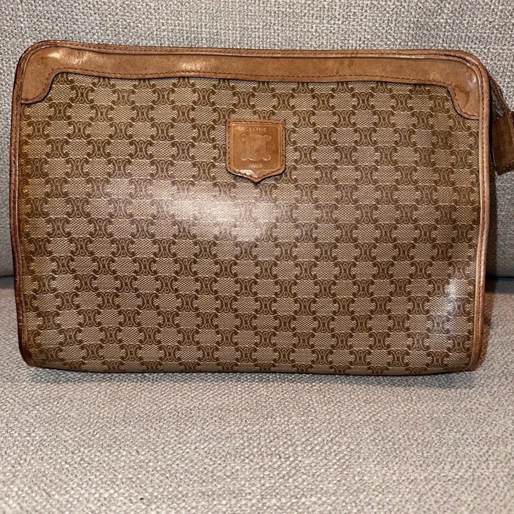 ✨ CELINE Vintage Macadam Triomphe Clutch  /Cosmetic Bag - Collectible